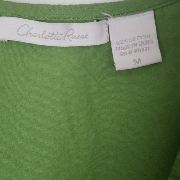 Green Charlotte Russe Blouse Floral Top Sz Medium - Picture 5 of 5